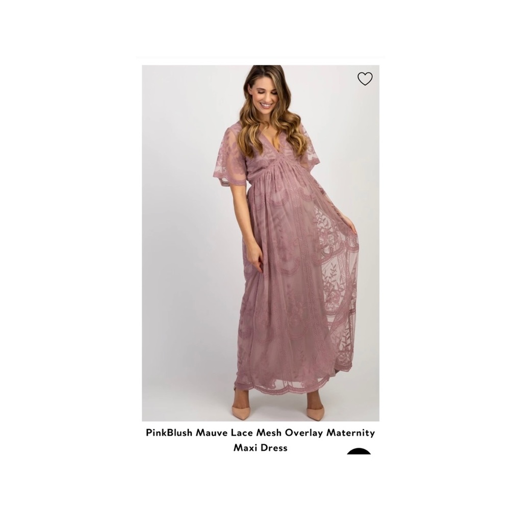 PinkBlush Mauve Lace Maternity Maxi Dress